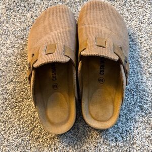 Tan slip on shoes